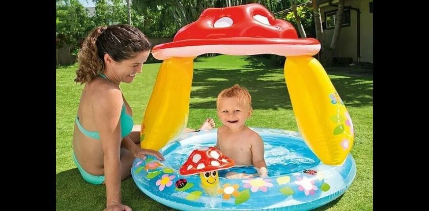 Детский надувной бассейн для детей от 1 года Intex Mushroom 102х89 (57114)